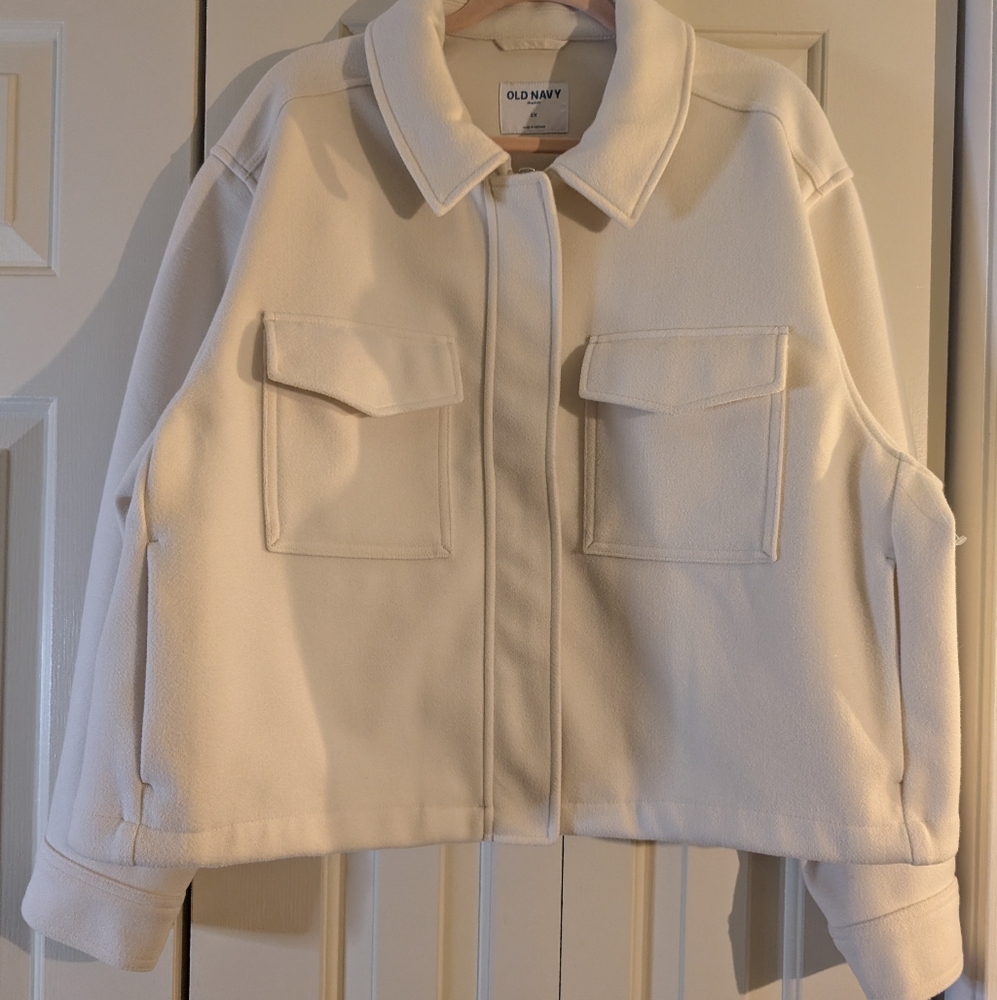 Old Navy Women's Cream Shacket Utility Jacket NWOT Size 2x